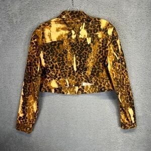 Vintage Christian Dior Jacket Womens 8 Brown Denim Leopard Galliano Cropped